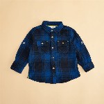 Pantaloons Baby Boys Checked Spread Collar Roll-Up Sleeves Cotton Casual Shirt