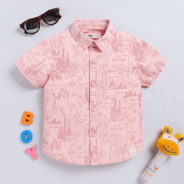 Happy Faces Kids Boys Printed Pure Cotton Casual Shirt