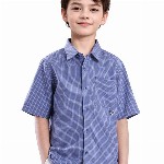 RARE ONES Boys Micro Checks Printed Spread Collar Short Sleeves Casual Cotton Shirt