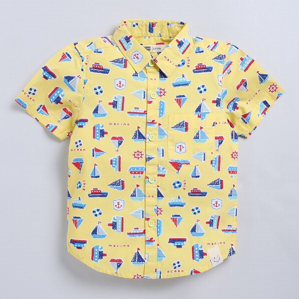 Happy Faces Kids Boys Printed Pure Cotton Casual Shirt