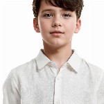 RARE ONES Boys Spread Collar Solid Linen Casual Shirt