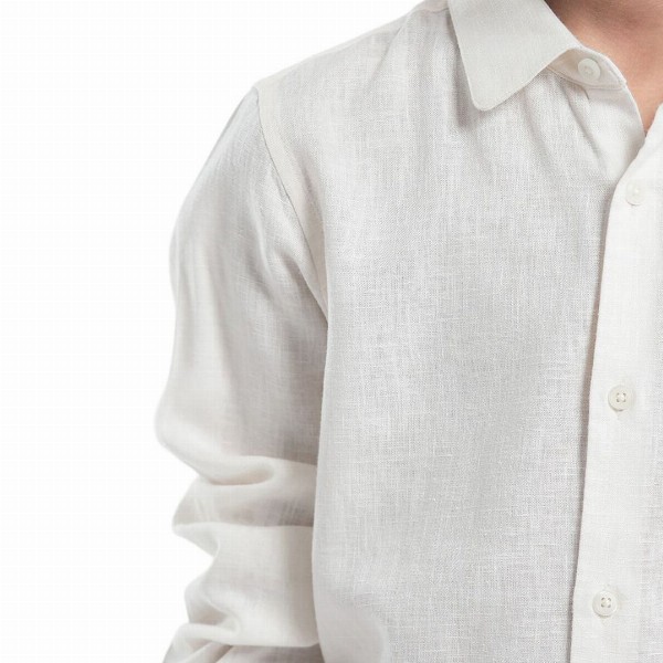 RARE ONES Boys Spread Collar Solid Linen Casual Shirt