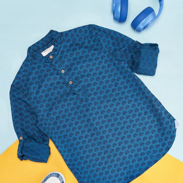 Pantaloons Junior Boys Geometric Printed Band Collar Cotton Party Shirt