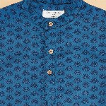 Pantaloons Junior Boys Geometric Printed Band Collar Cotton Party Shirt