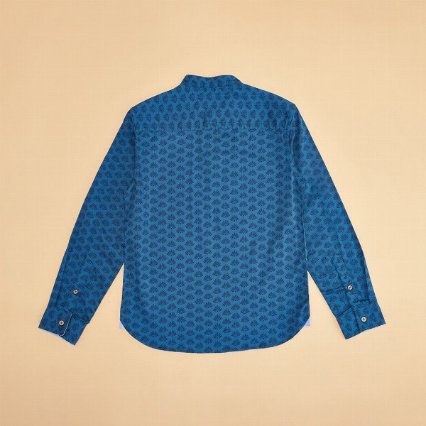 Pantaloons Junior Boys Geometric Printed Band Collar Cotton Party Shirt