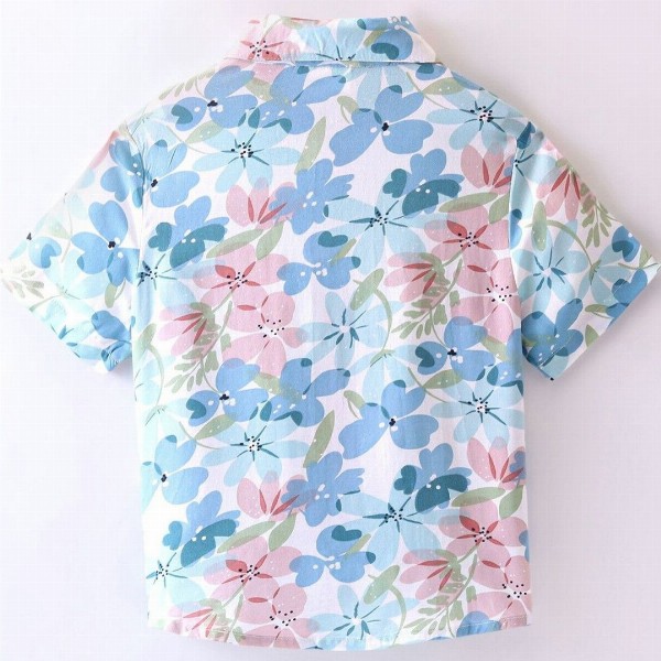 BAESD Boys Comfort Fit Floral Printed Spread Collar Cotton Casual Shirt