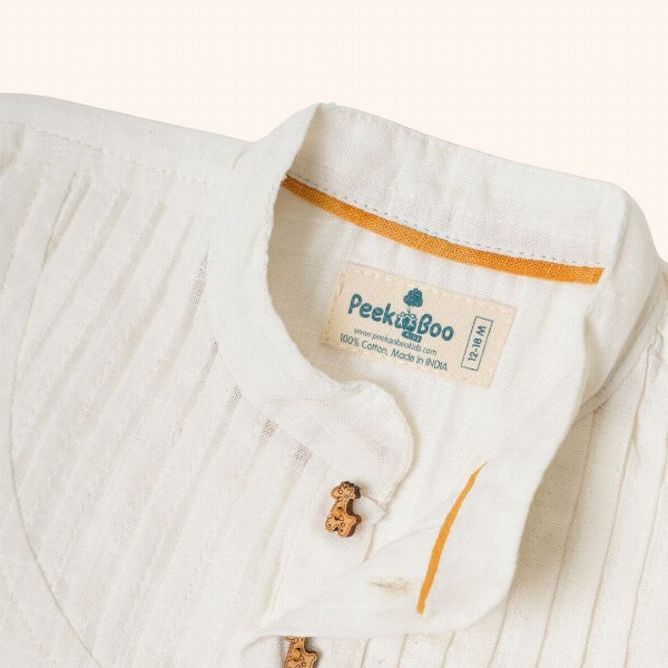 Peekaaboo Kids Boys Mandarin Collar Solid Cotton Casual Shirt