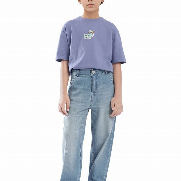 RARE ONES Boys Relaxed Fit Highly Distressed Light Fade Jeans