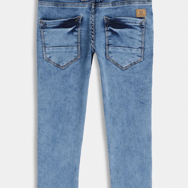 HERE&NOW Boys Blue Slim Fit Mid-Rise Heavy Fade Acid Wash Stretchable Jeans