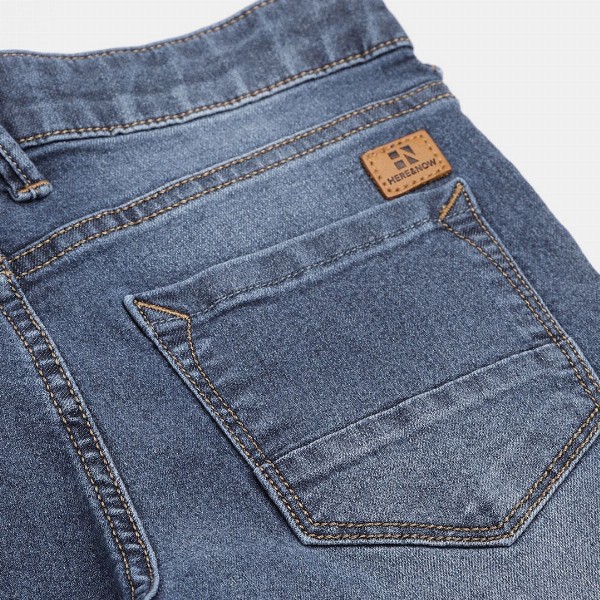 HERE&NOW Boys Blue Slim Fit Low Distress Light Fade Stretchable Jeans