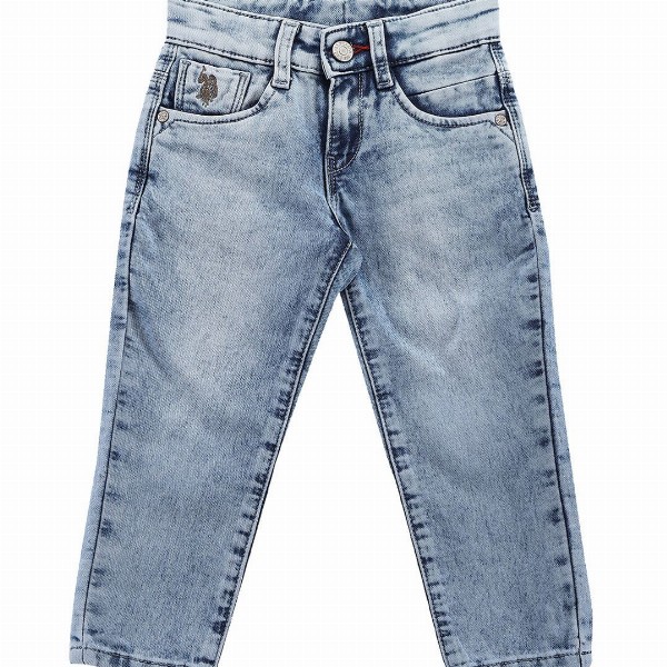 U.S. Polo Assn. Kids Boys Blue Slim Fit Clean Look Heavy Fade Cotton Jeans