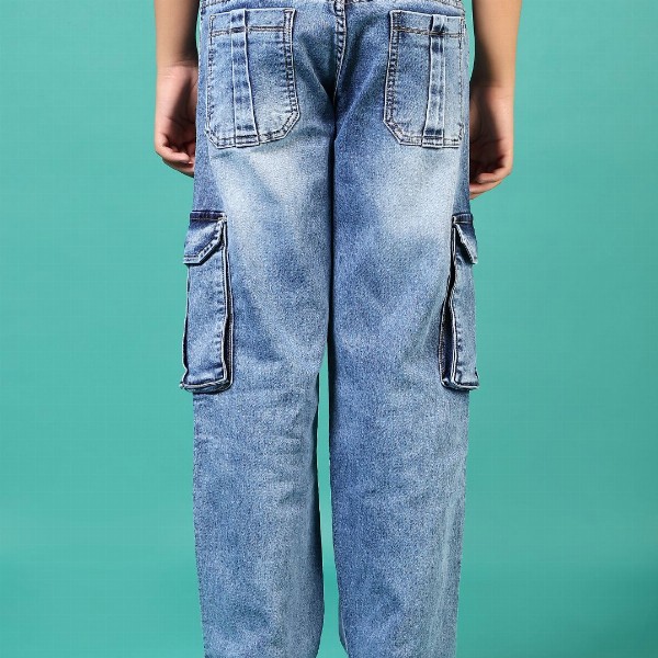 V-Mart Boys Jogger Slash Knee Light Fade Jeans