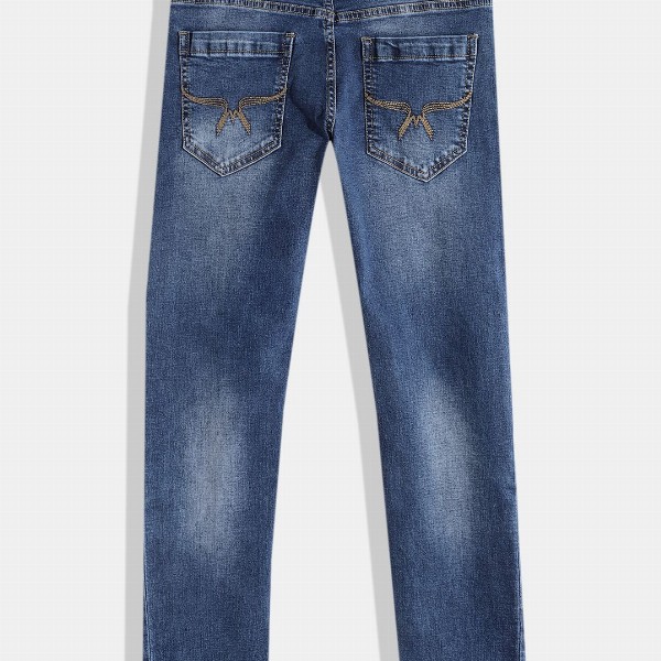 UTH by Roadster Boys Slim Fit Low Distress Light Fade Jeans