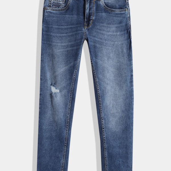 UTH by Roadster Boys Slim Fit Low Distress Light Fade Jeans