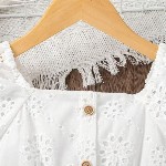 BAESD Girls Square Neck Schiffli Empire Dress