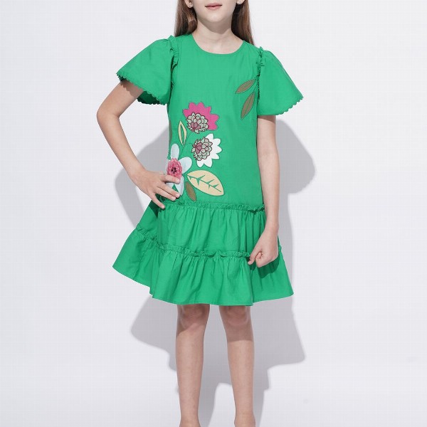 Vero Moda Floral Print Flutter Sleeve Drop-Waist Dress