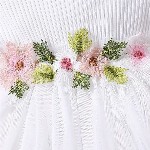 BAESD Girls Embellished Square Neck Short Puff Sleeve Net Fit & Flare Dress