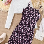 BAESD Floral Print Applique Crepe A-Line Maxi Dress