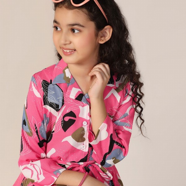 YK Print Fit & Flare Midi Dress