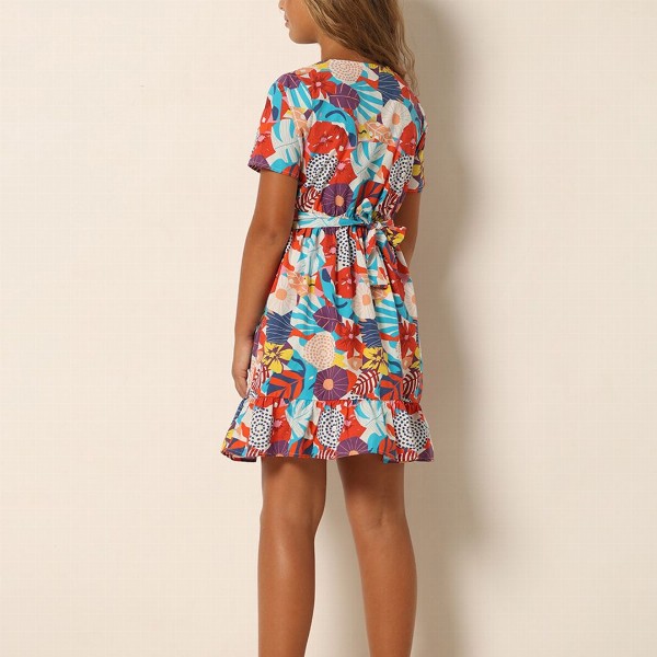 Vero Moda Girls Tropical Print Pure Cotton Fit & Flare Dress