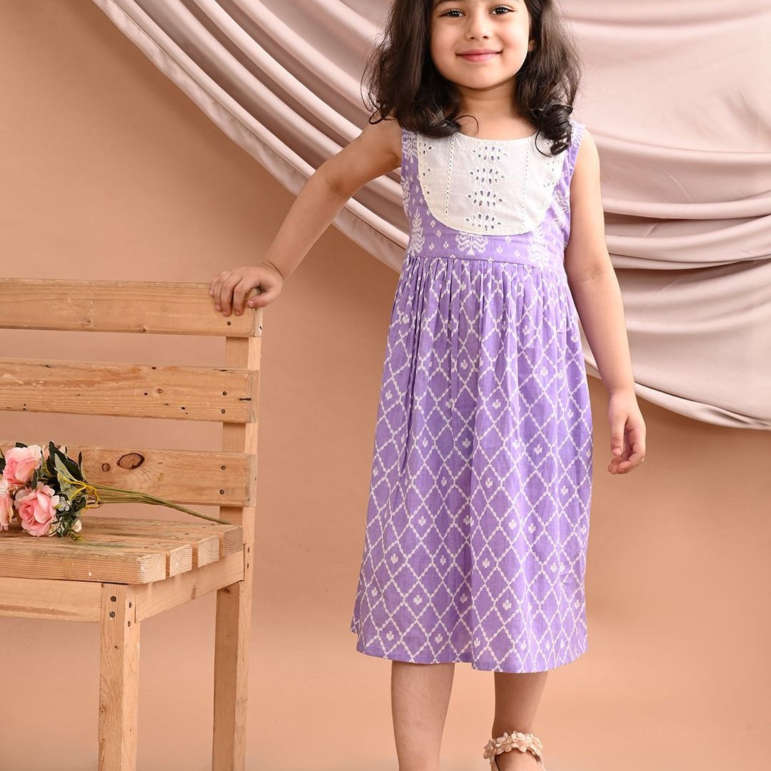 Sangria GirlsPrinted Cotton A-Line Midi Dress