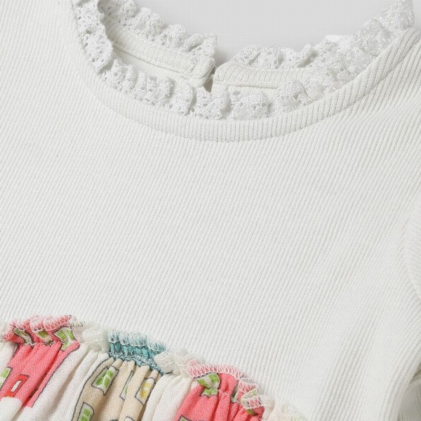 Somersault Girls Round Neck Conversational Printed Cotton Fit & Flare Dress