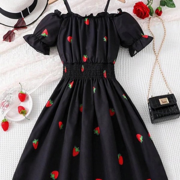 Miss & Chief Girls Conversational Printed Fit & Flare Midi Dress