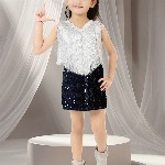 KAARIGARI Girls Embellished Velvet Sheath Dress