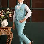 BT DEZINES Boys Solid Double-Breasted Three-Piece Suit