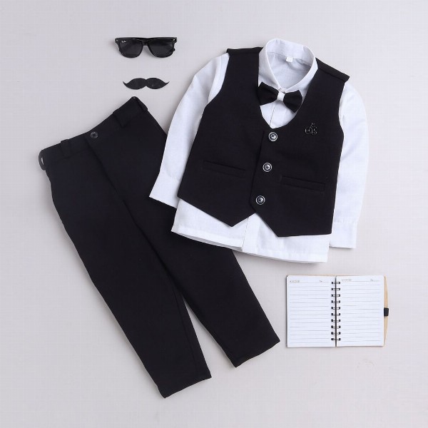 BAESD Boys V-Neck Single-Breasted 3-Piece Party Suit