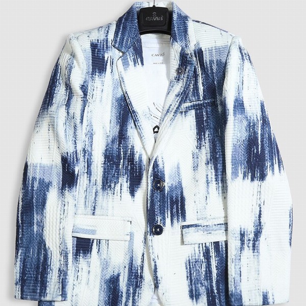 CAVIO Boys Printed Pure Cotton Single-Breasted Blazer With Crew-Neck T-Shirt