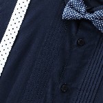 Mark & Mia Boys Pleated Cotton Casual Shirt With Suspender & Bow Detailing