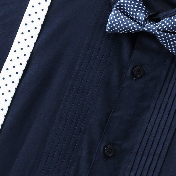 Mark & Mia Boys Pleated Cotton Casual Shirt With Suspender & Bow Detailing