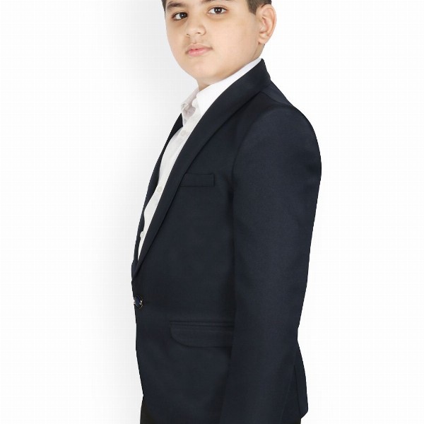 SG YUVRAJ Boys Navy Blue Solid Single Breasted Party Blazers