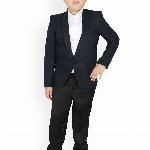 SG YUVRAJ Boys Navy Blue Solid Single Breasted Party Blazers
