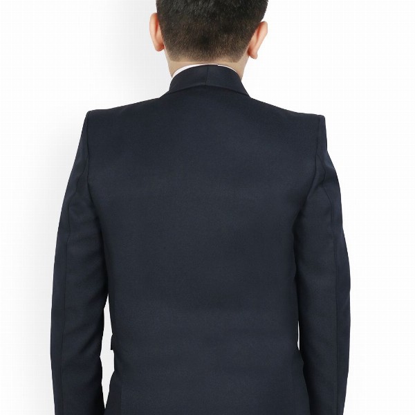 SG YUVRAJ Boys Navy Blue Solid Single Breasted Party Blazers