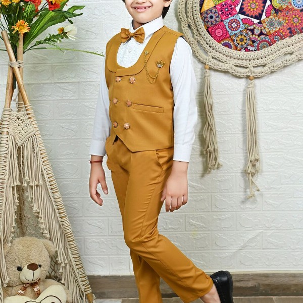 BT DEZINES Boys 3-Pcs Double-Breasted Party Suit