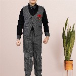 BAESD Boys Checked 3-Pcs Party Suit