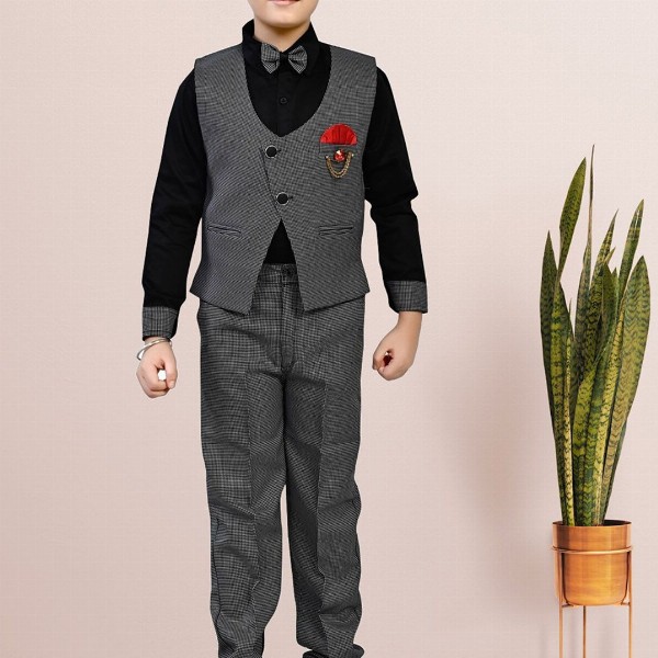 BAESD Boys Checked 3-Pcs Party Suit