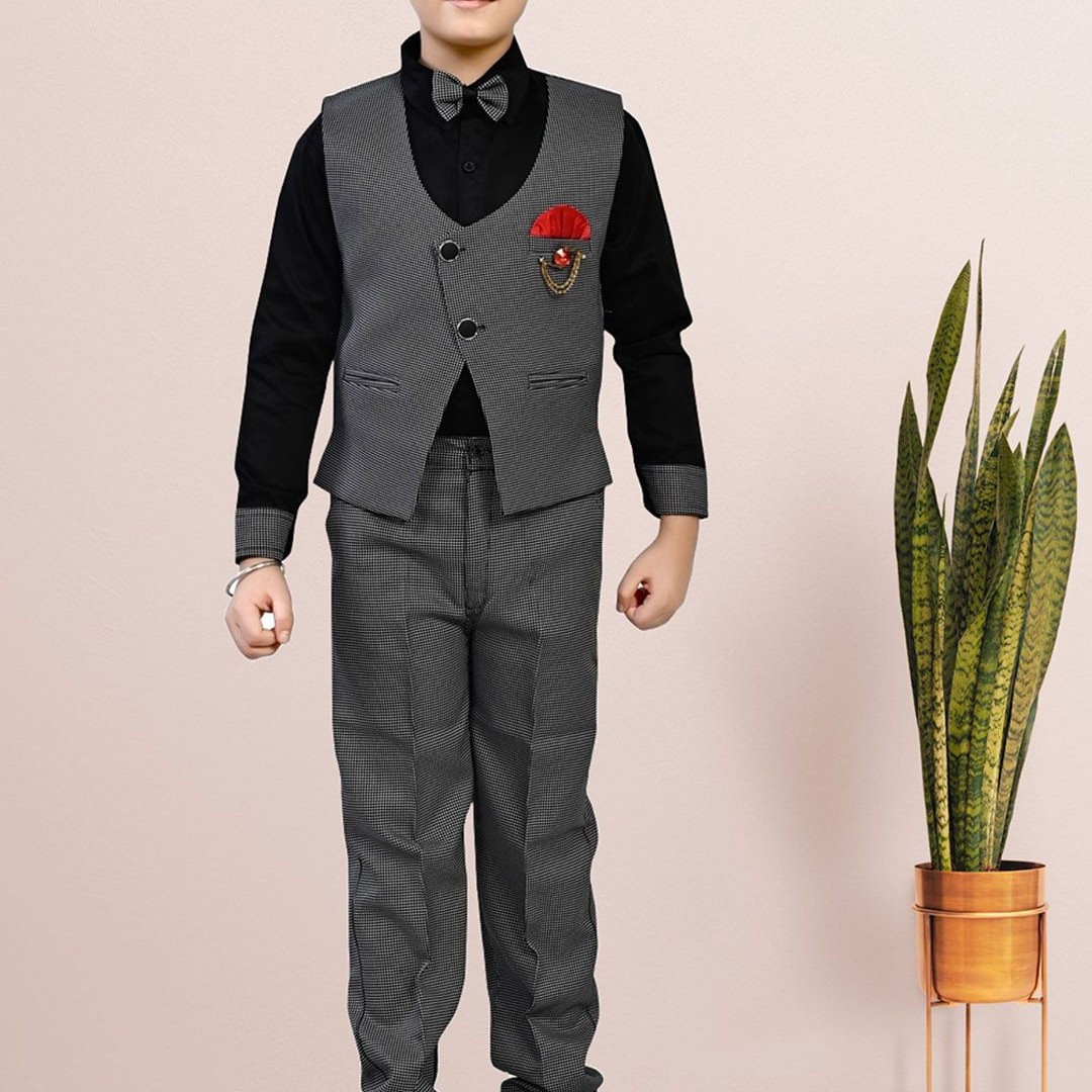 BAESD Boys Checked 3-Pcs Party Suit