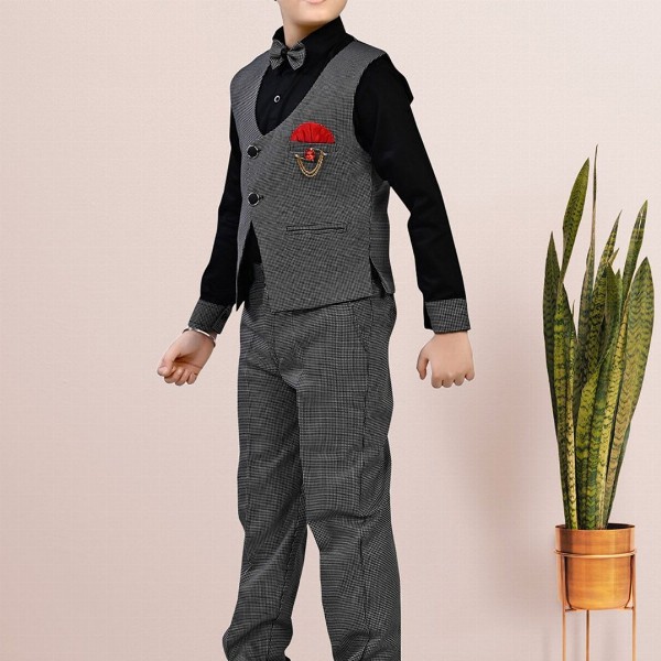 BAESD Boys Checked 3-Pcs Party Suit