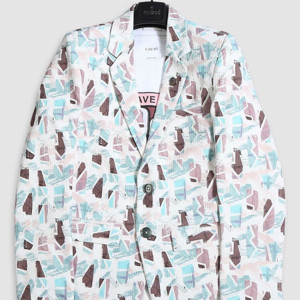 CAVIO Boys Printed Pure Cotton Single-Breasted Blazer With Crew-Neck T-Shirt