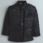 BAESD Boys Self Design Single-Breasted Mandarin Collar Double Vent 2-Piece Suit