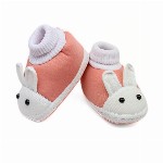Neska Moda 3 To 12 Months Baby Boys & Baby Girls Cute Soft Cotton Pre-Walker Rabbit Face Booties (Toe to Heel Length - 12 cm, Light Pink)