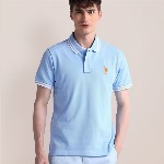U.S. Polo Assn. Men Solid Polo Collar Cotton Slim Fit T-Shirt