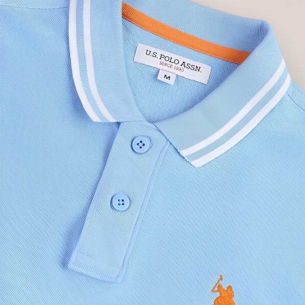 U.S. Polo Assn. Men Solid Polo Collar Cotton Slim Fit T-Shirt