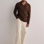 Genzy Men Self Design Polo Collar Relaxed Fit T-shirt