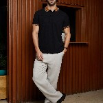 Campus Sutra Men Solid Polo Collar Cotton T-shirt