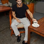 Campus Sutra Men Solid Polo Collar Cotton T-shirt