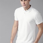 Roadster Men White Polo Collar Cotton Pure Cotton T-shirt